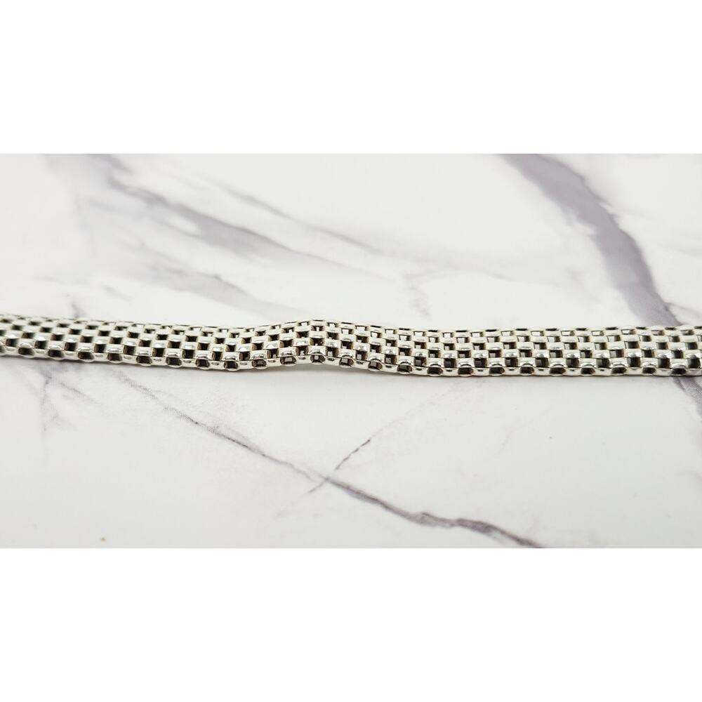 Vintage LIRM 925 Sterling Silver Woven Popcorn Mesh Chain Bracelet Italy - Picture 13 of 16